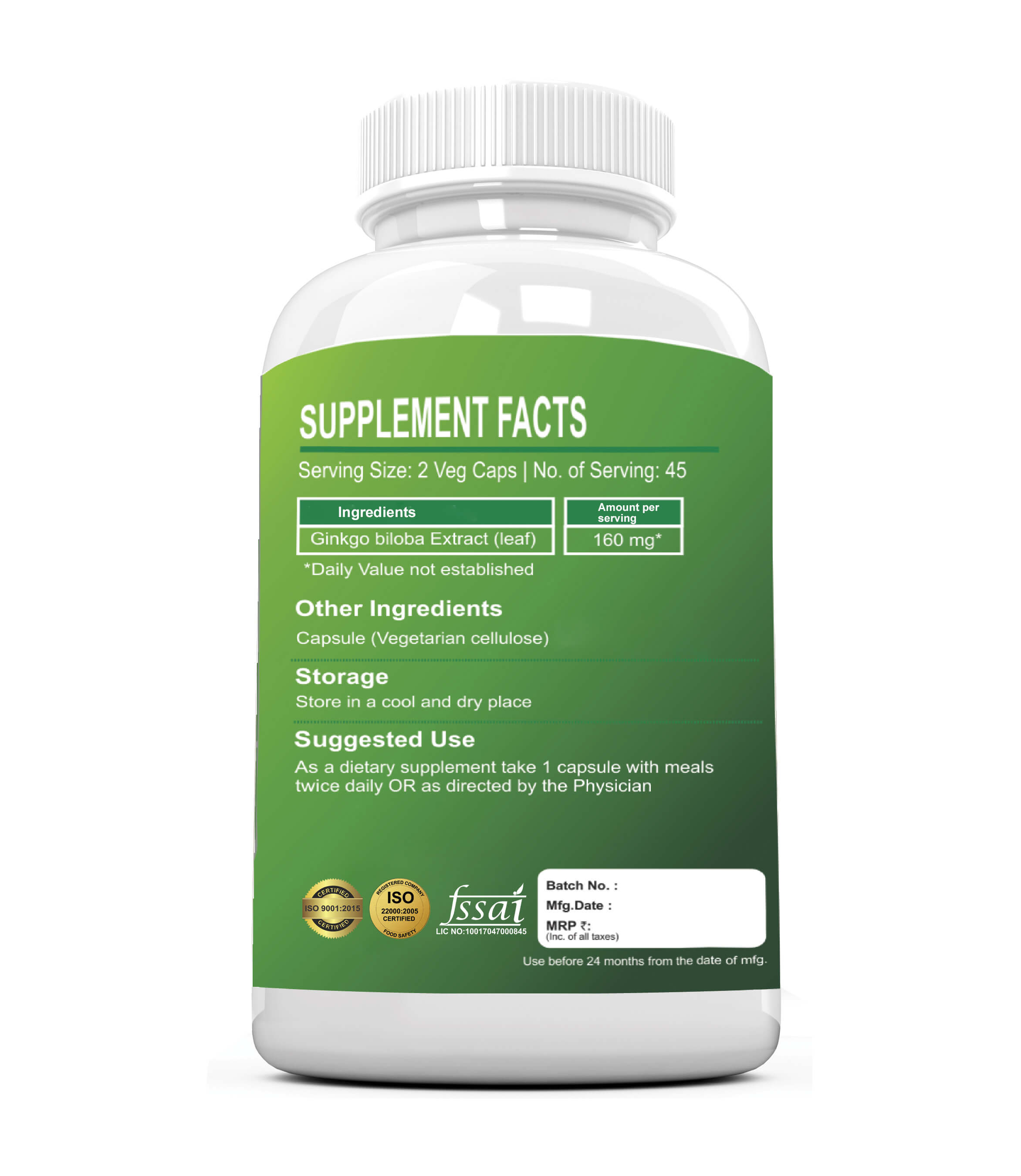 GINKGO BILOBA 160 mg Capsules