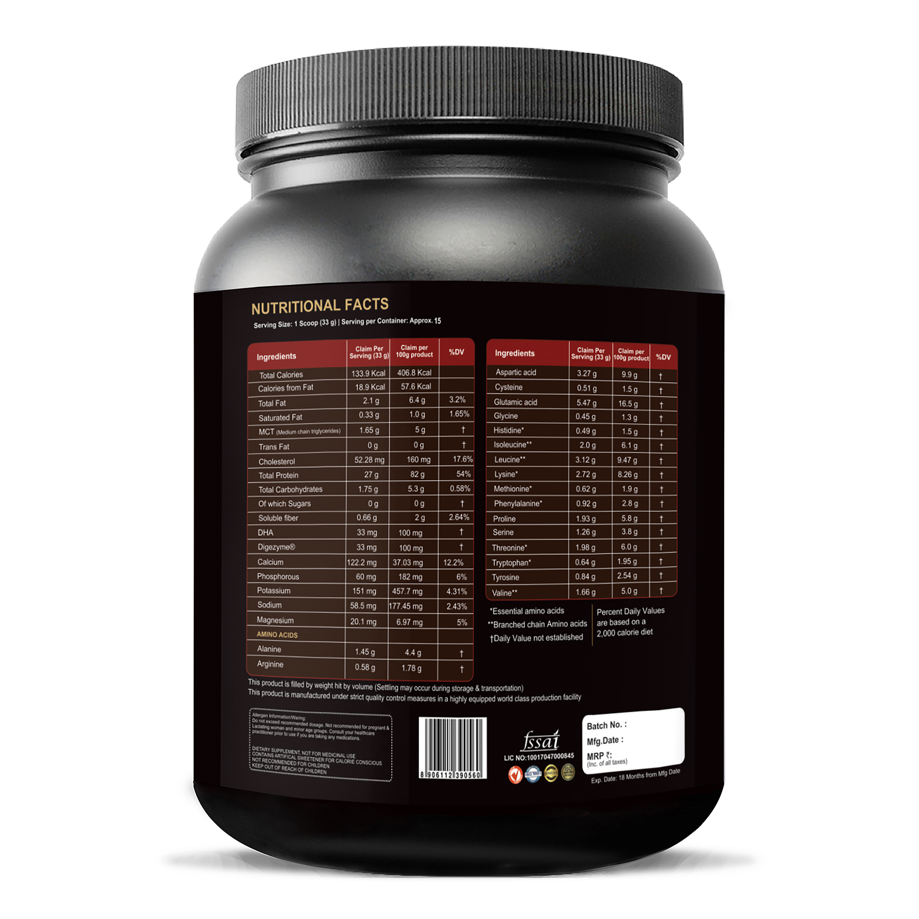HEALTHY 100% GOLD STANDARD WHEY ISOLATE WITH DHA, MCT AND DIGEZYME