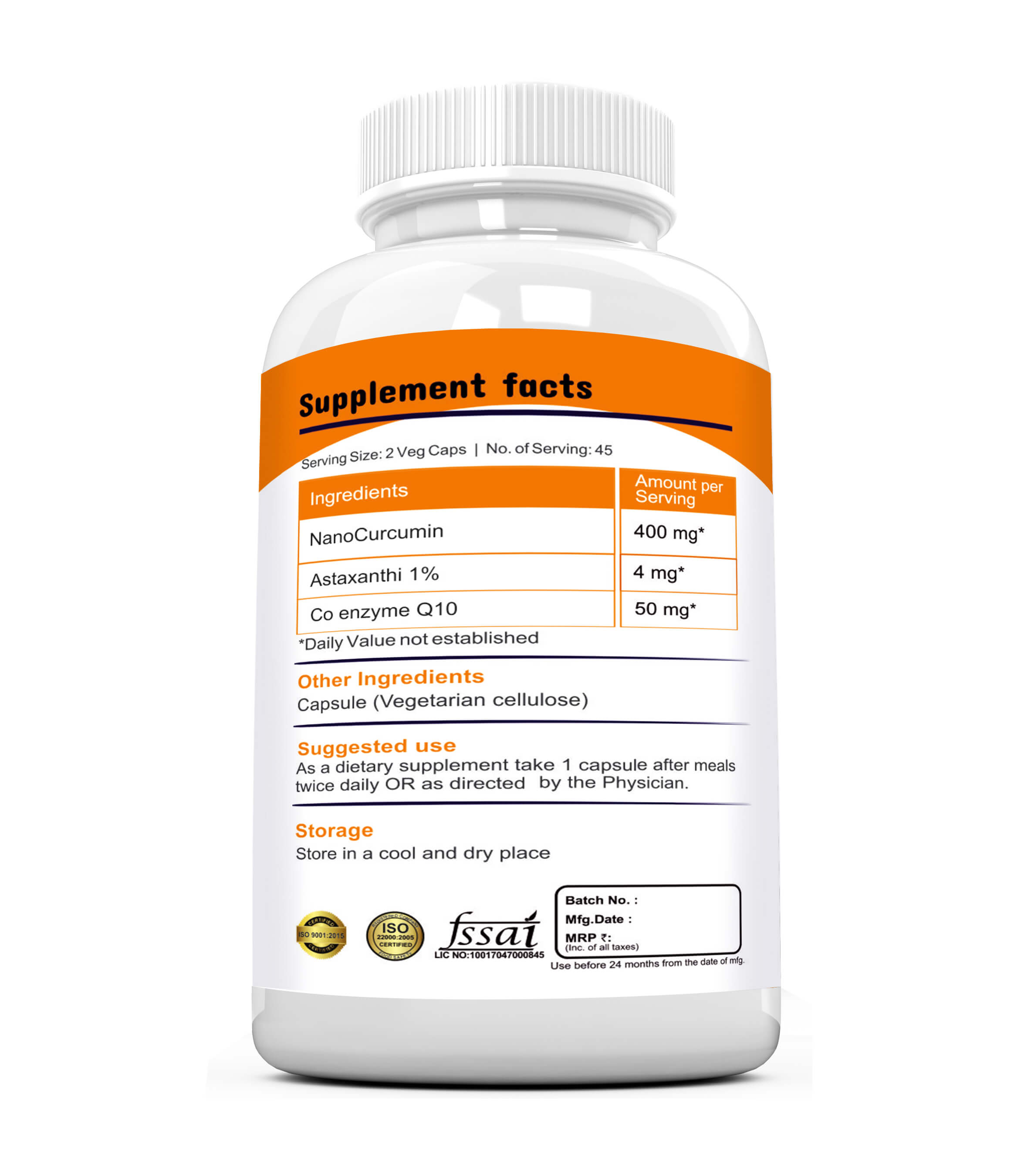 NANO CURCUMIN WITH ASTAXANTHIN AND COENZYME Q10 Capsules