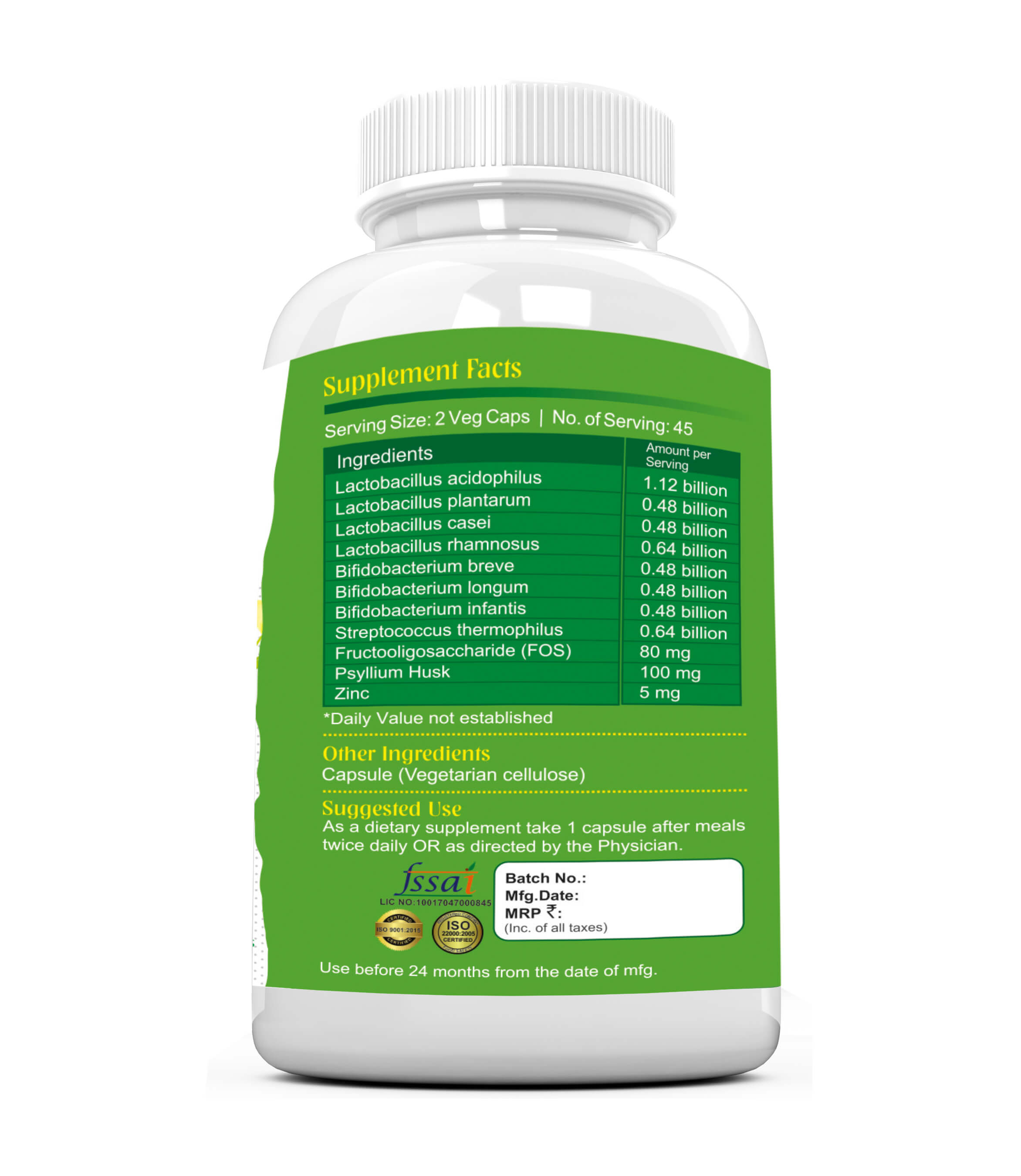 PRE AND PROBIOTICS PSYLLIUM HUSK WITH ZINC Capsules