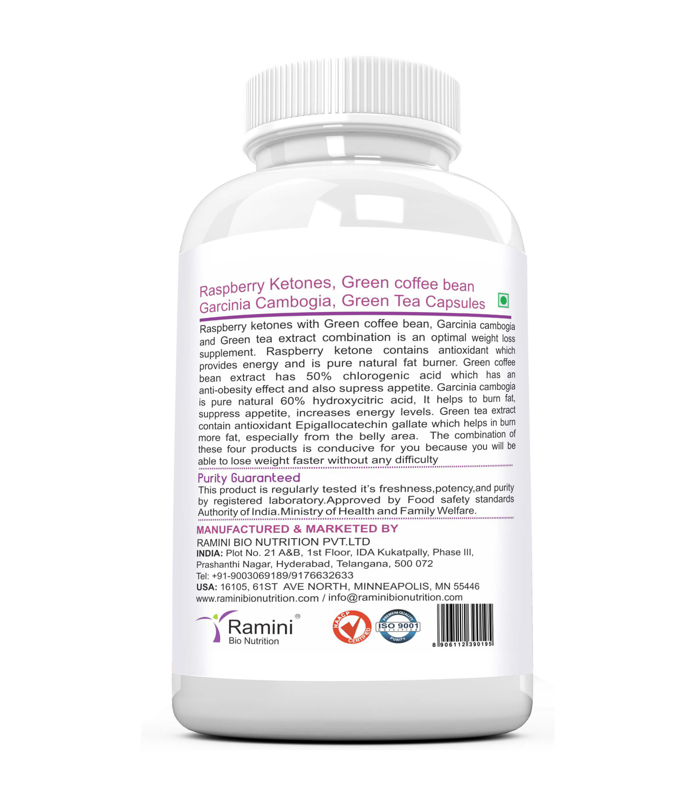 RASPBERRY KETONES WITH GREEN COFFEE BEAN, GARCINIA CAMBOGIA AND GREEN TEA Capsules
